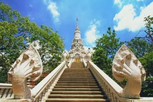 Private day tour to Oudong Mountain and Phnom Baset from Phnom Penh, featuring ancient temples, scenic views, and cultural experiences.