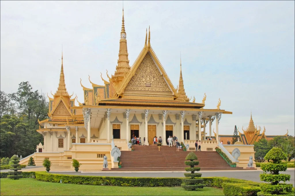 The gold-roofed Throne Hall of the Royal Palace in Phnom Penh